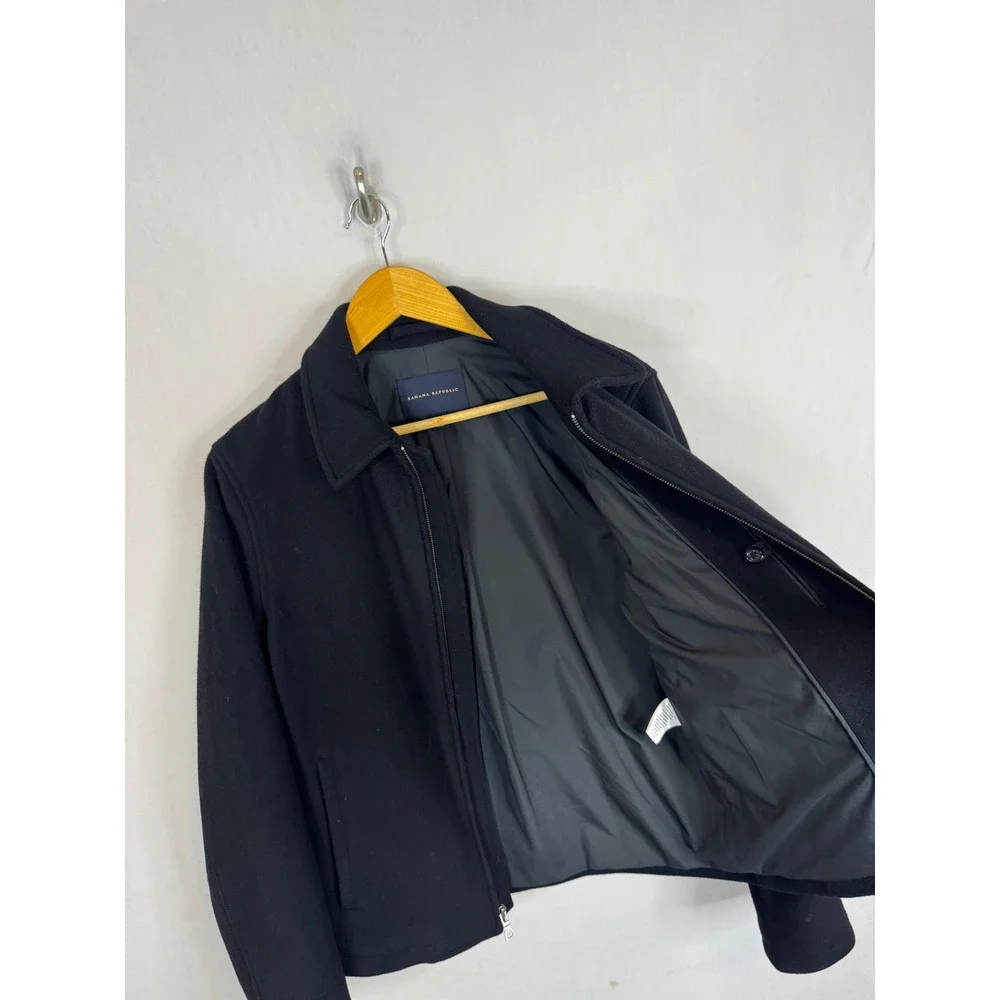 Banana Republic Mens Black Wool Cashmere Blend Full Zip Jacket 593783-00 Small